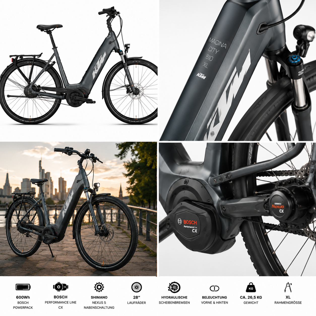 KTM MACINA CITY 610 BELT 600Wh SH NEXUS 5 + BOSCH PT-CX6I4