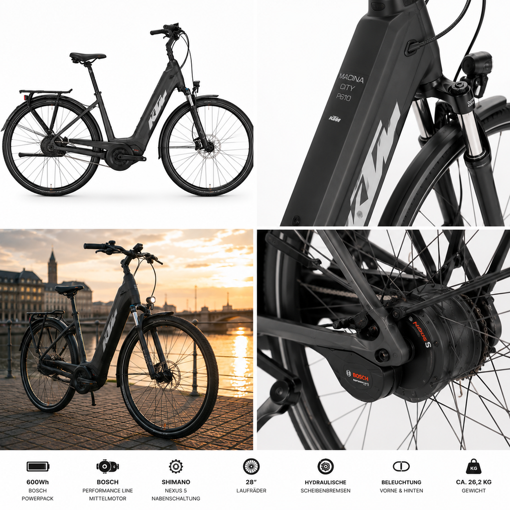 KTM MACINA CITY P610 600Wh SH NEXUS 5 + BOSCH PT-P6I4