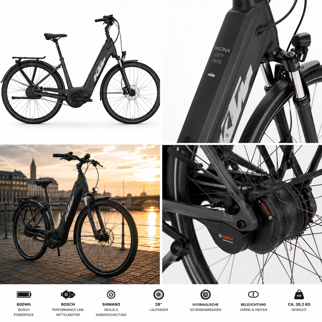 KTM MACINA CITY P610 600Wh SH NEXUS 5 + BOSCH PT-P6I4