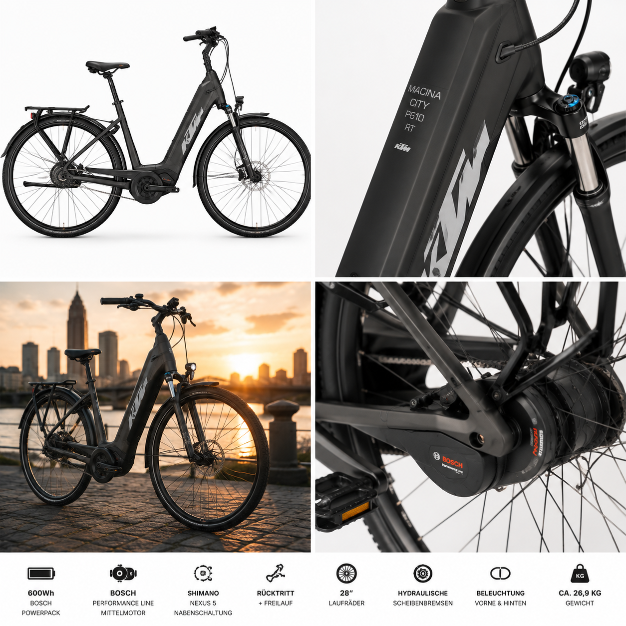 KTM MACINA CITY P610 RT 600Wh SH NEXUS 5 RT + BOSCH PT-P6I4