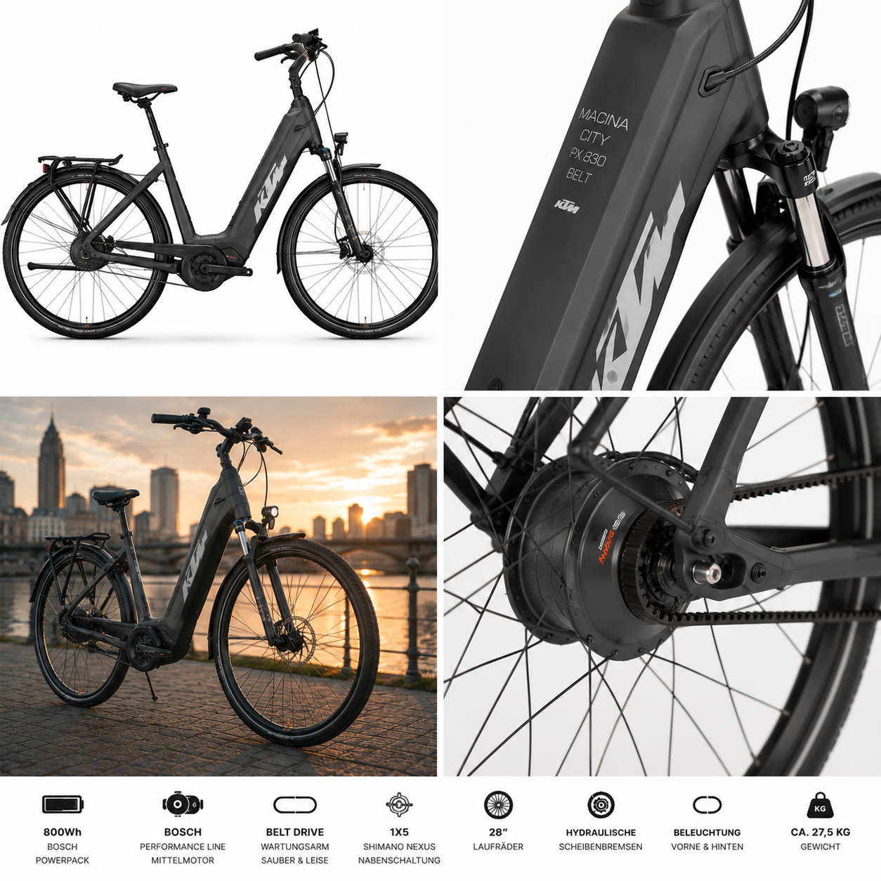 KTM MACINA CITY PX 830 BELT 800Wh 1X5 SHIMANO NEXUS