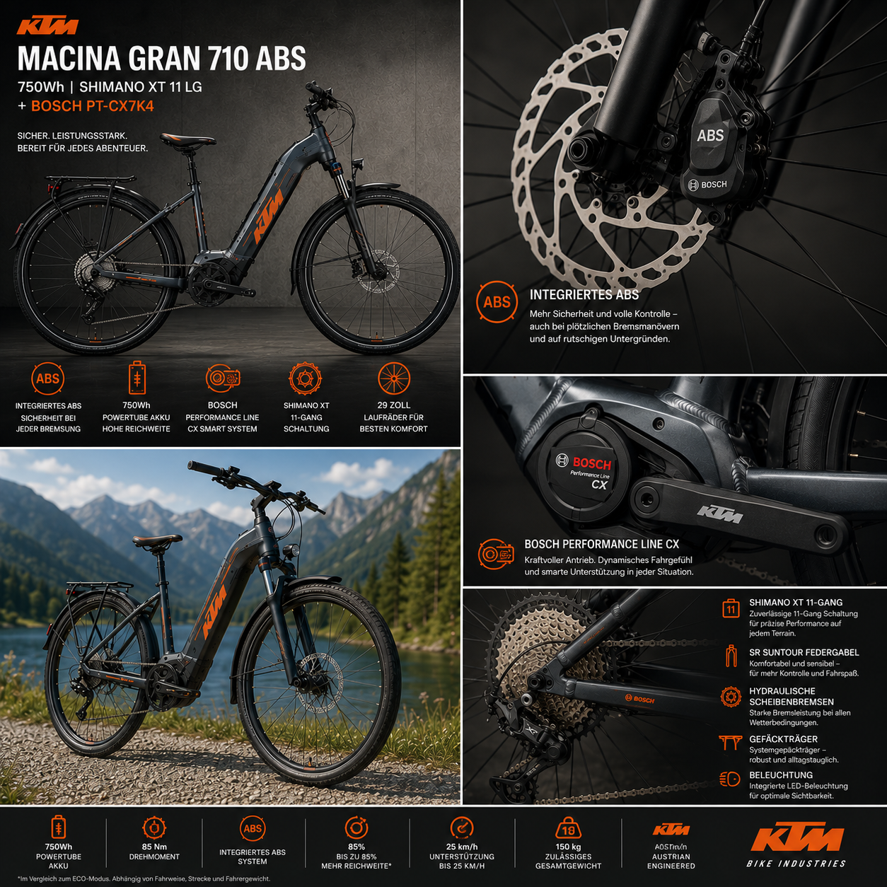 KTM MACINA GRAN 710 ABS 750Wh SH XT 11 LG + BOSCH PT-CX7K4
