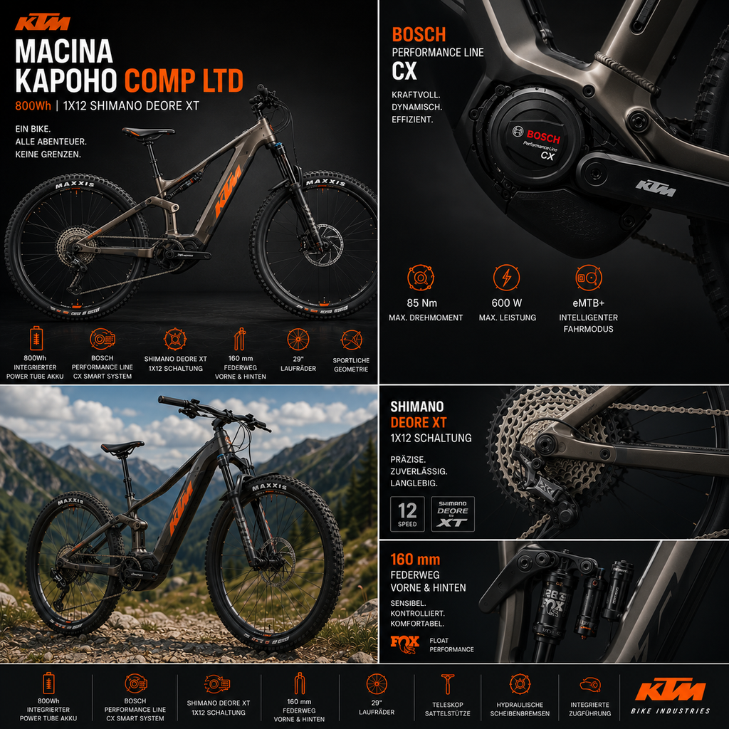 KTM MACINA KAPOHO COMP LTD 800Wh 1X12 SHIMANO DEORE XT