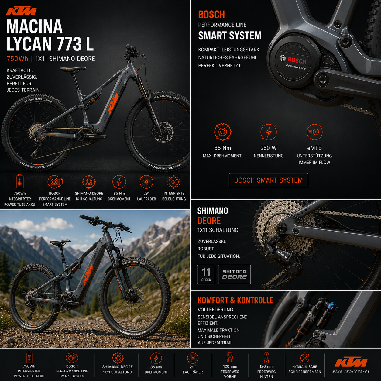KTM MACINA LYCAN 773 L 750Wh 1X11 SHIMANO DEORE