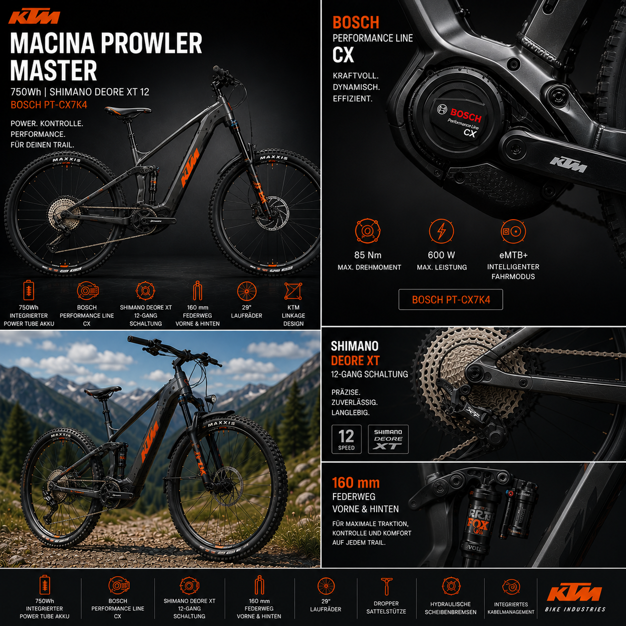 KTM MACINA PROWLER MASTER 750Wh SH DEORE XT 12 +BOSCH PT-CX7K4