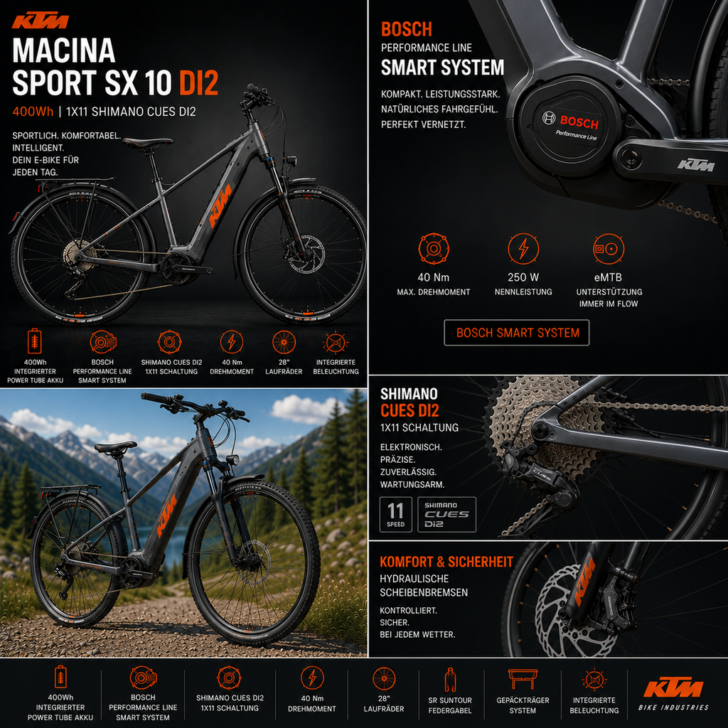 KTM MACINA SPORT SX 10 DI2 400Wh 1X11 SHIMANO CUES DI2