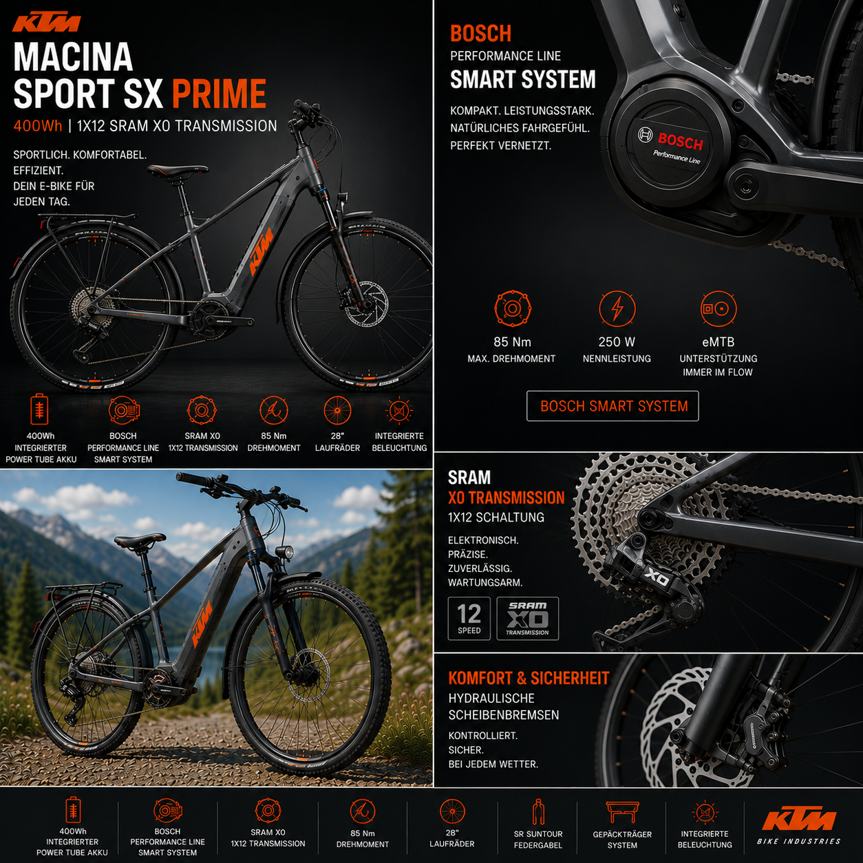 KTM MACINA SPORT SX PRIME 400Wh 1X12 SRAM X0 TRANSMISSION