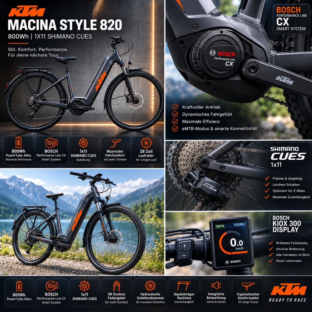 KTM MACINA STYLE 820 800Wh 1X11 SHIMANO CUES