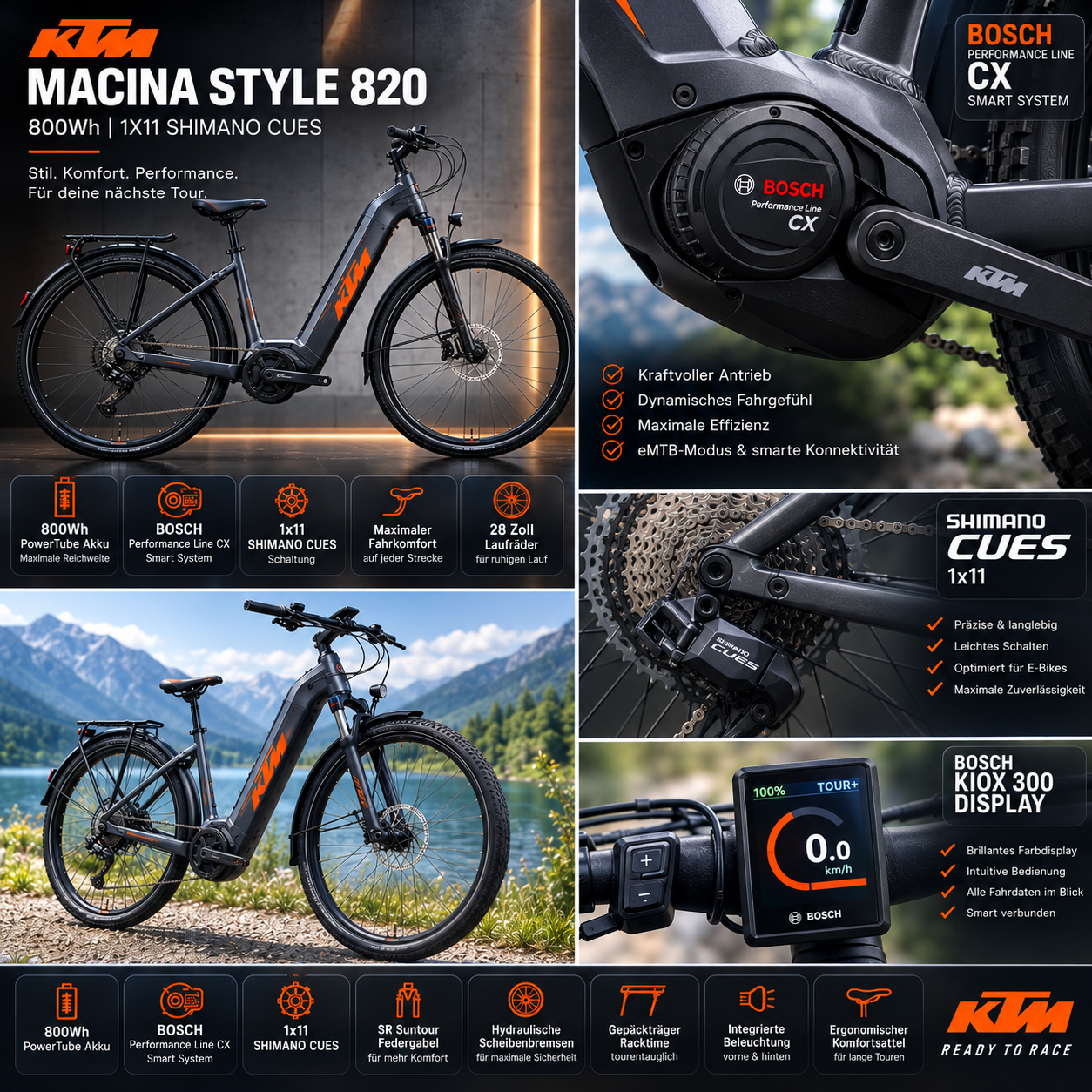 KTM MACINA STYLE 820 800Wh 1X11 SHIMANO CUES