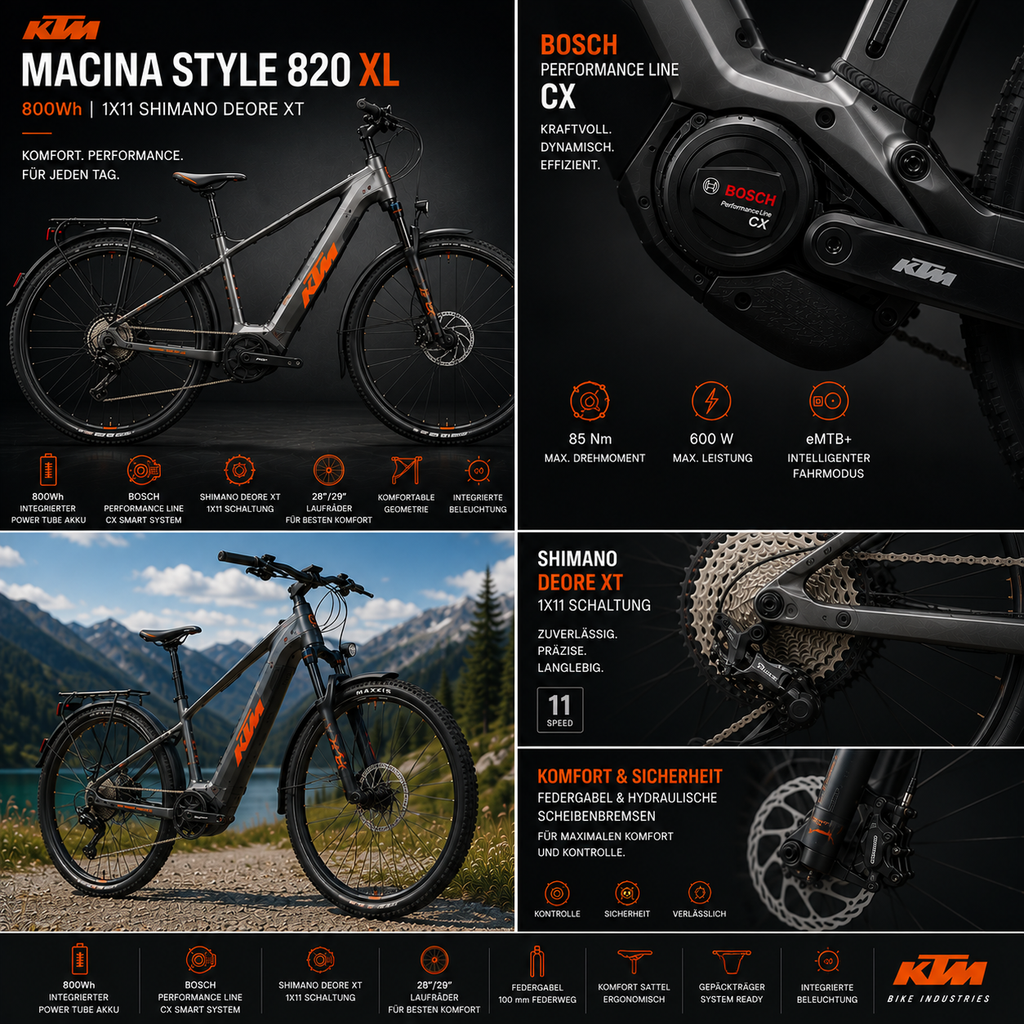 KTM MACINA STYLE 820 XL 800Wh 1X11 SHIMANO DEORE XT LG