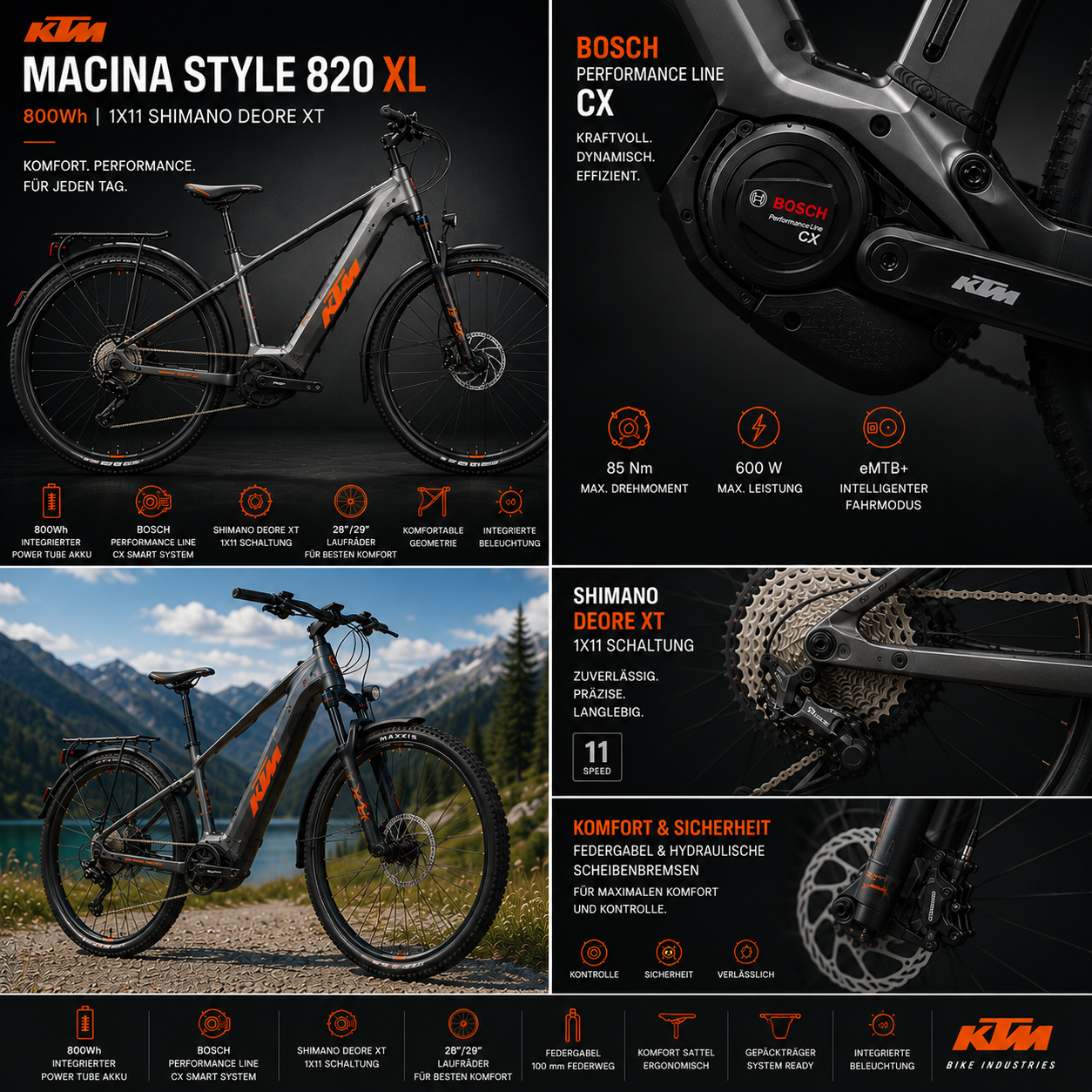 KTM MACINA STYLE 820 XL 800Wh 1X11 SHIMANO DEORE XT LG