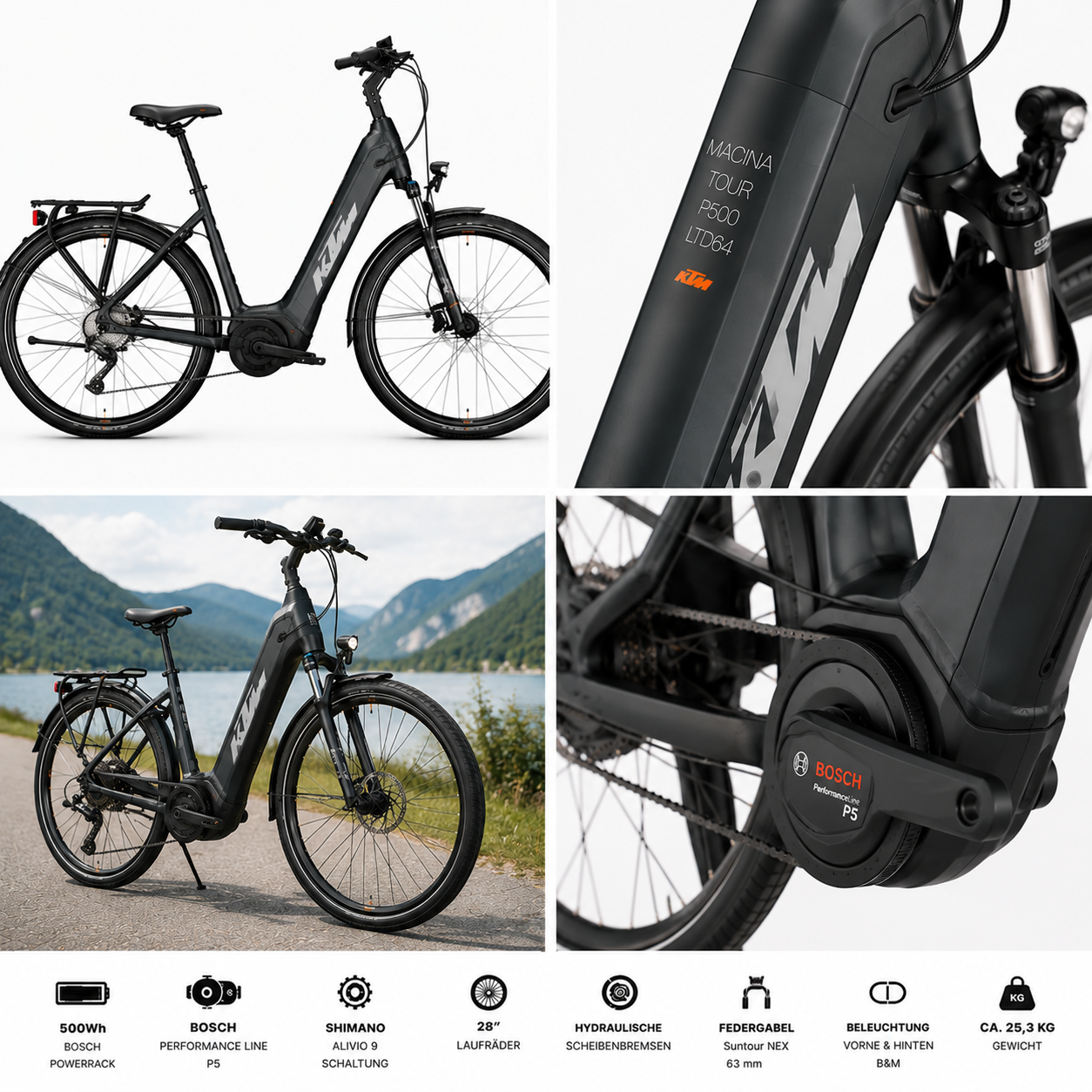 KTM MACINA TOUR P500 LTD64 500Wh SH ALIVIO 9 + BOSCH PT-P5I6
