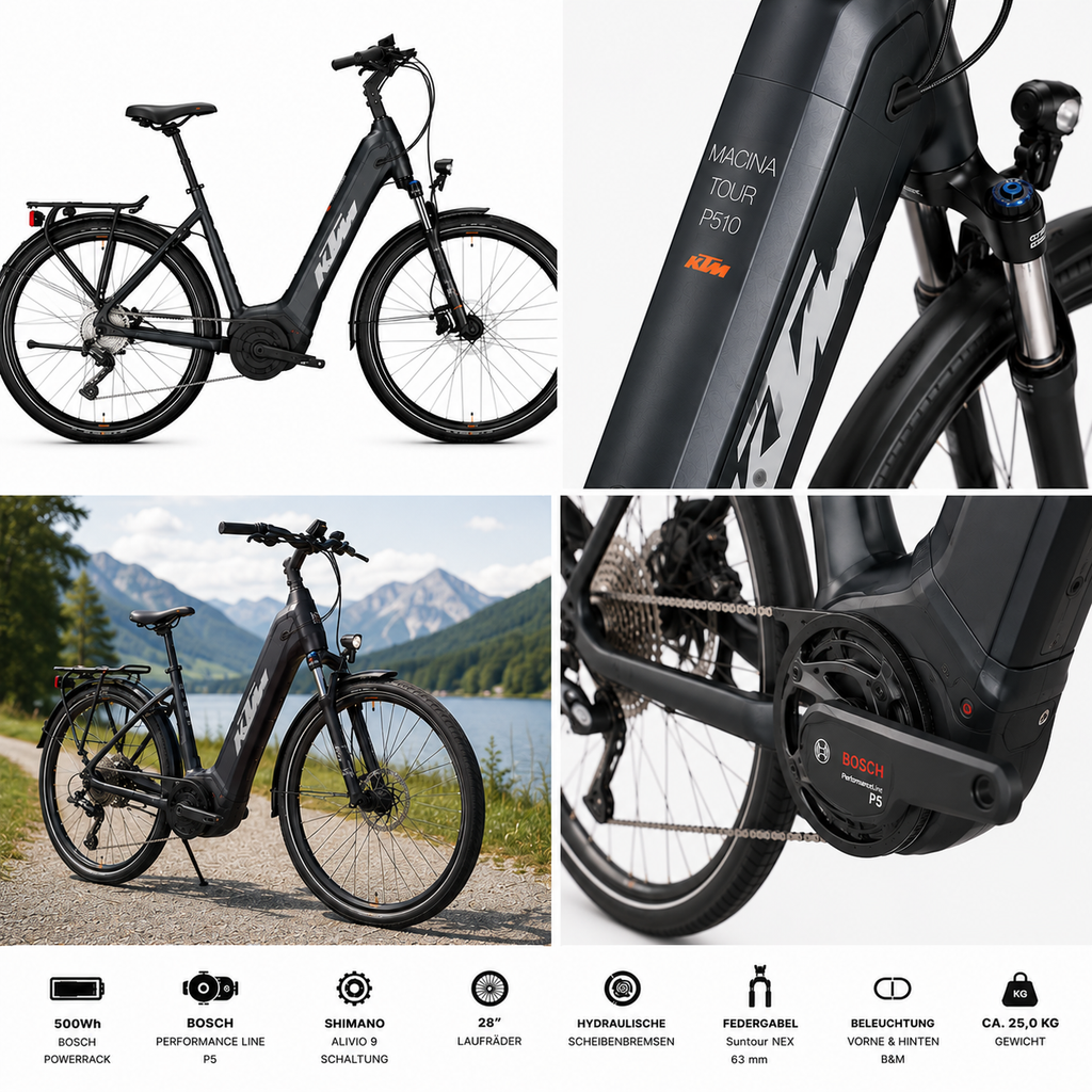 KTM MACINA TOUR P510 500Wh SH ALIVIO 9 + BOSCH PT-P5I4