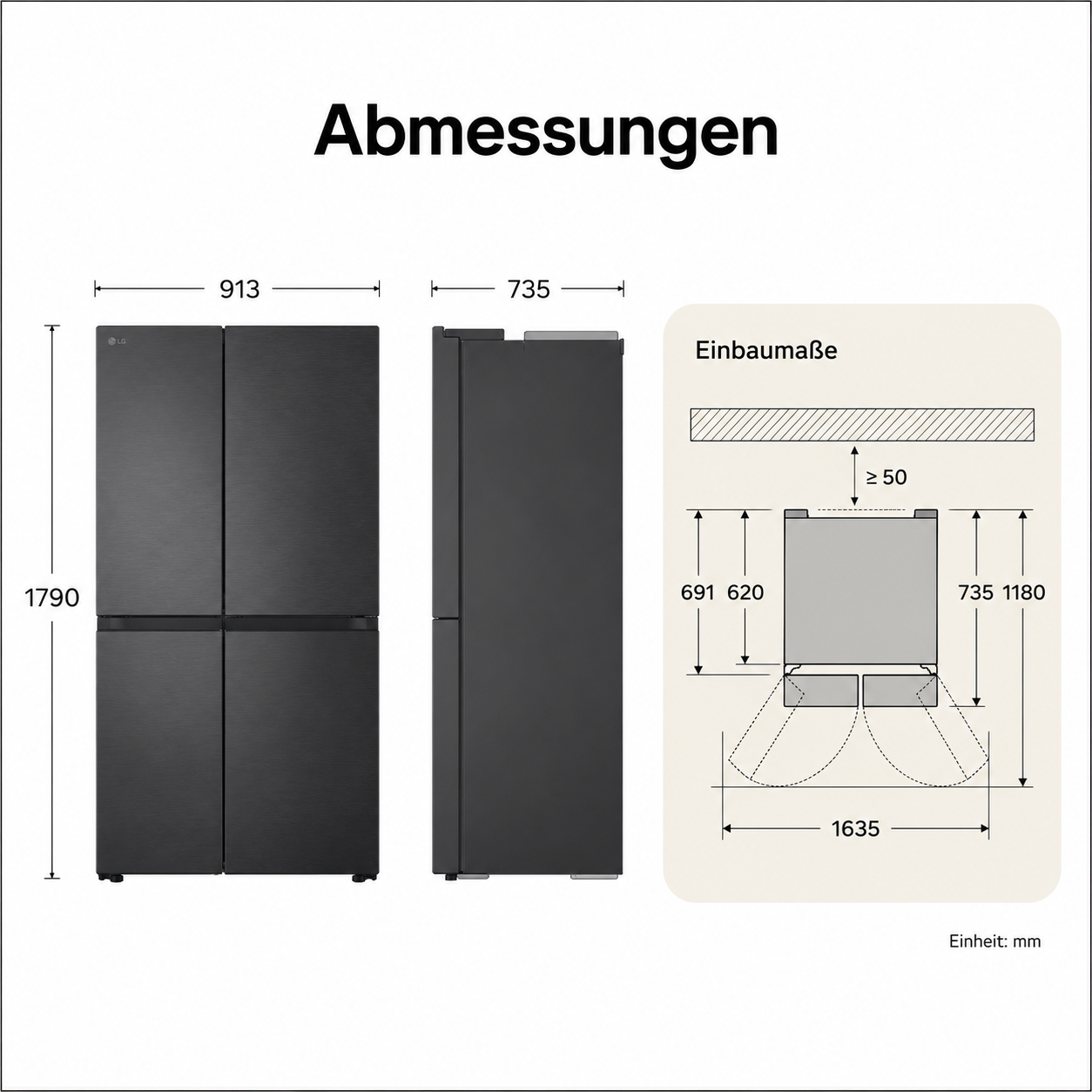 Side-by-Side Kühlschrank – Premium Crushed Ice, Wasserspender