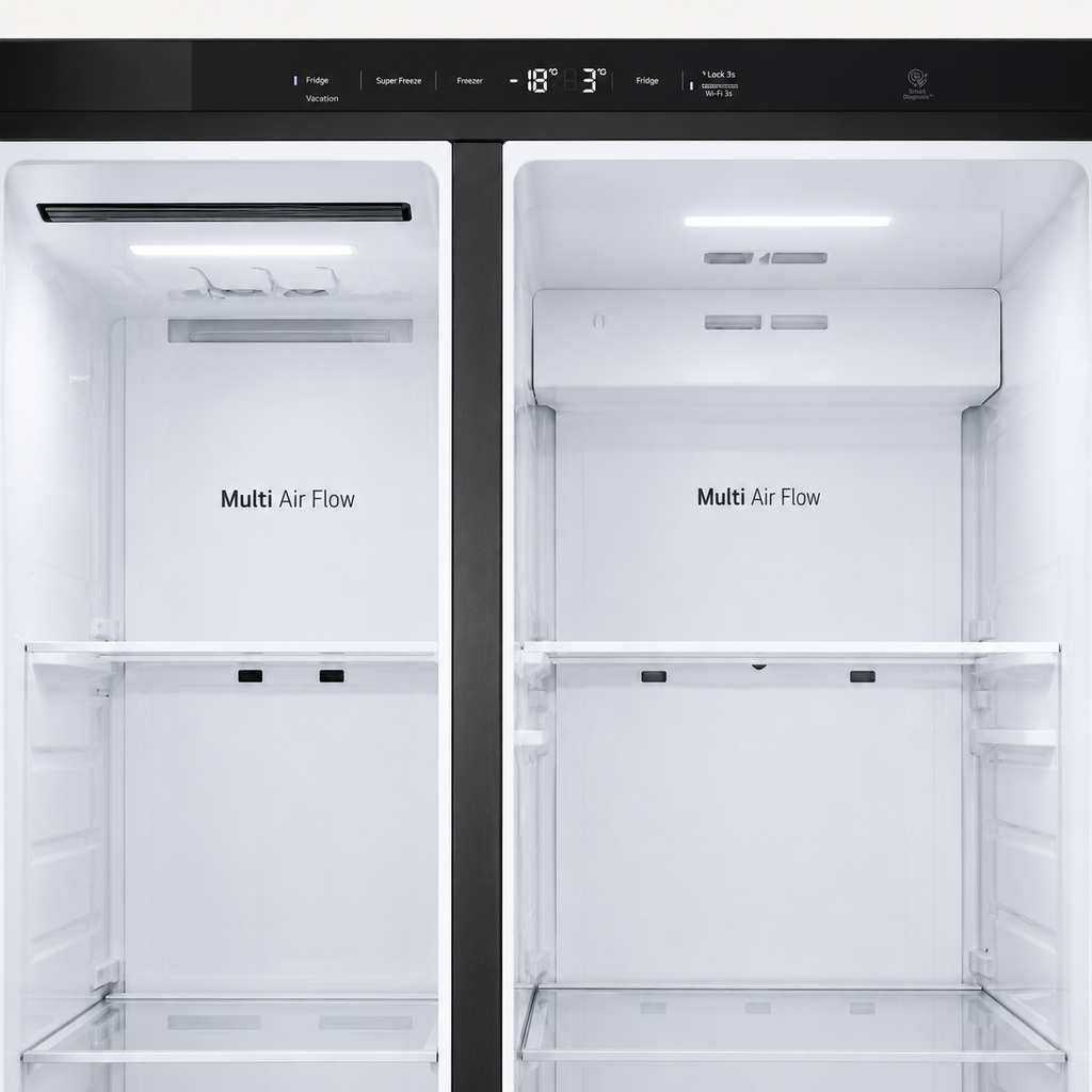 Side-by-Side Kühlschrank – Premium Crushed Ice, Wasserspender