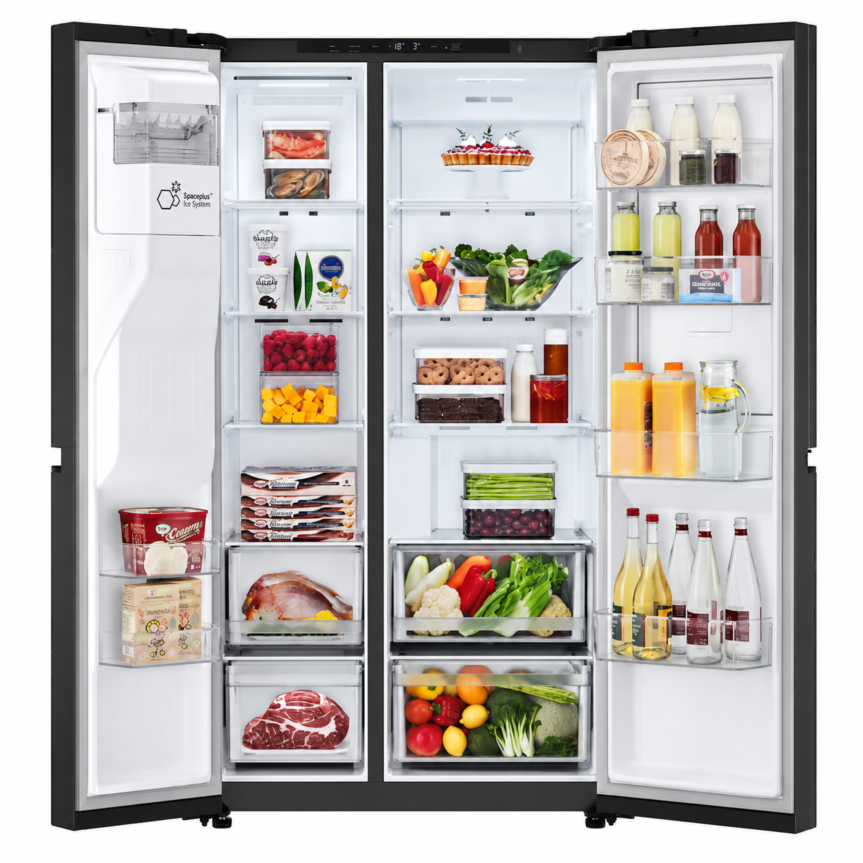 Side-by-Side Kühlschrank – Premium Crushed Ice, Wasserspender