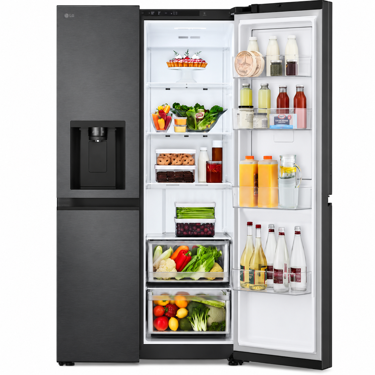 Side-by-Side Kühlschrank – Premium Crushed Ice, Wasserspender