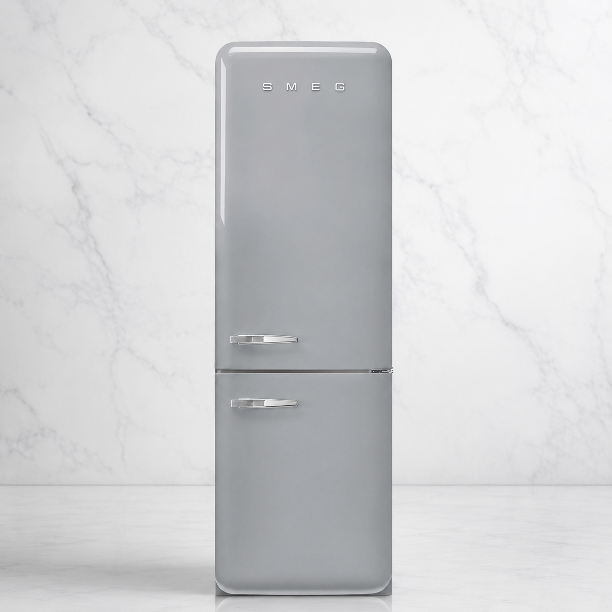 SMEG FAB32RSV5 Retro Kühl-Gefrierkombination Silber Metallic