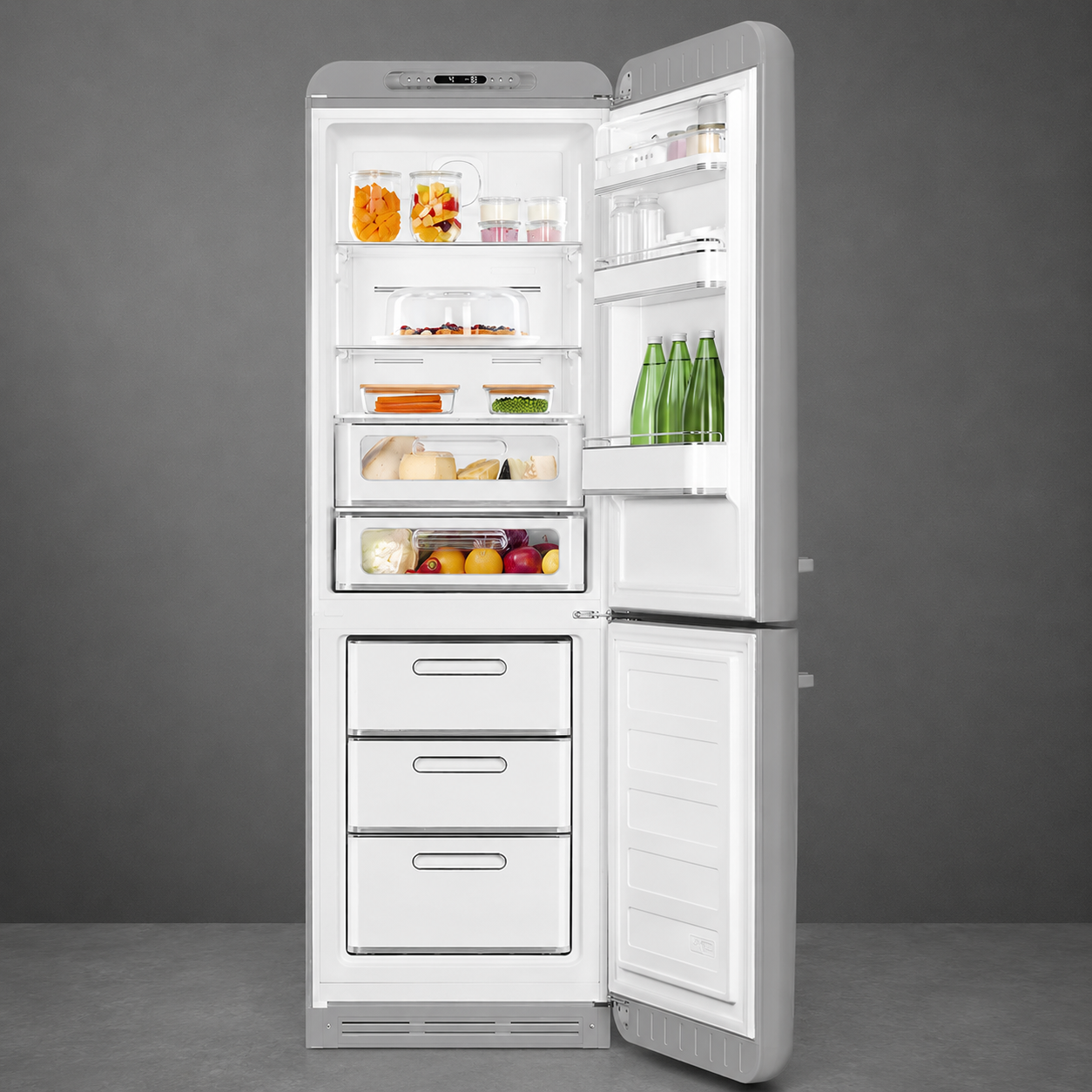 SMEG FAB32RSV5 Retro Kühl-Gefrierkombination Silber Metallic